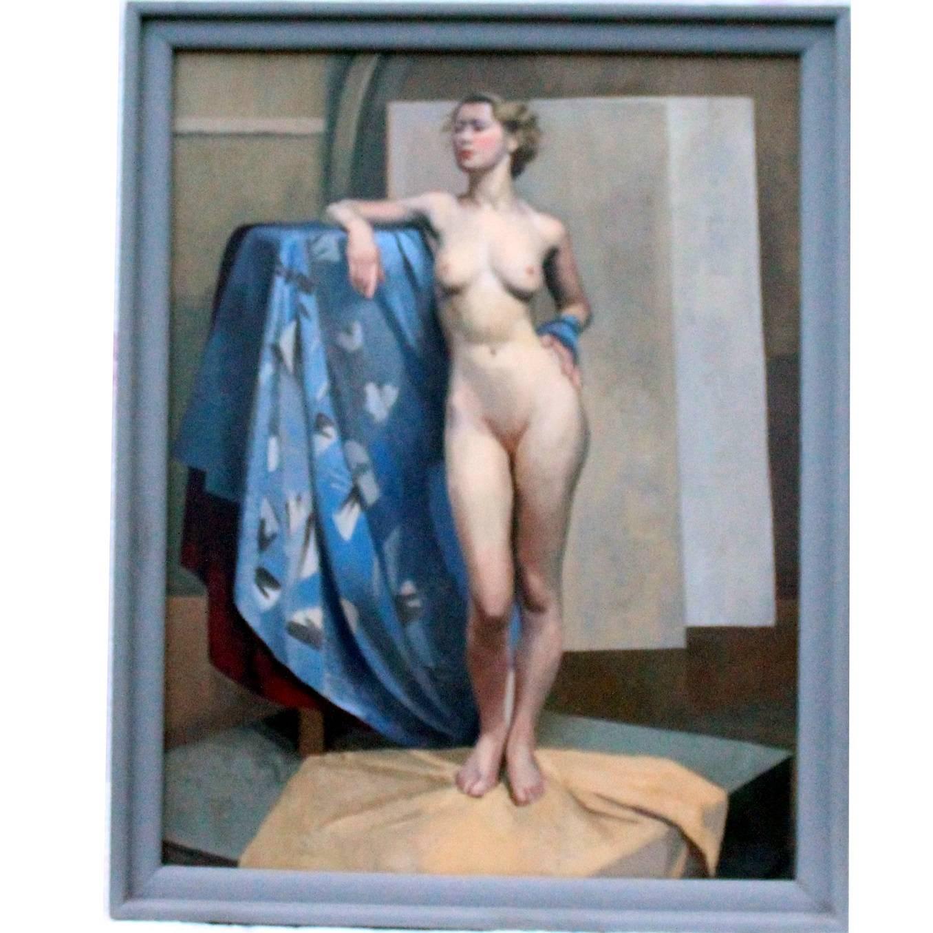 20th Century English School Oil on Canvas Feminine Nude For Sale