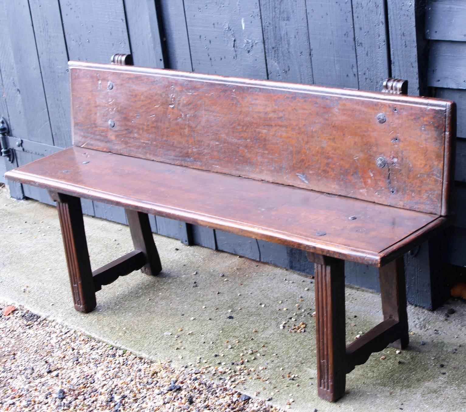 Hammered 17th Century Italian Hall Bench For Sale