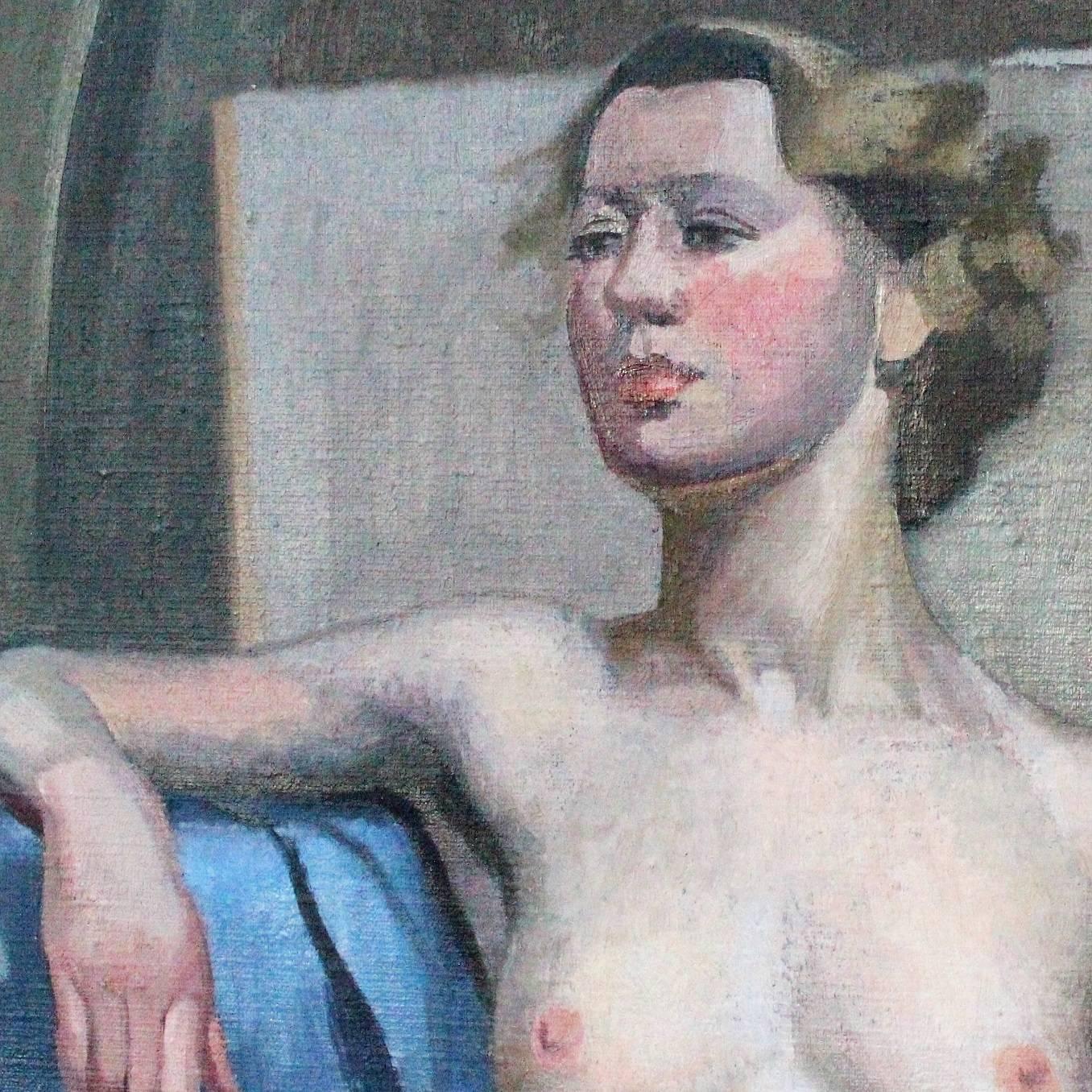 Mid-20th Century 20th Century English School Oil on Canvas Feminine Nude For Sale
