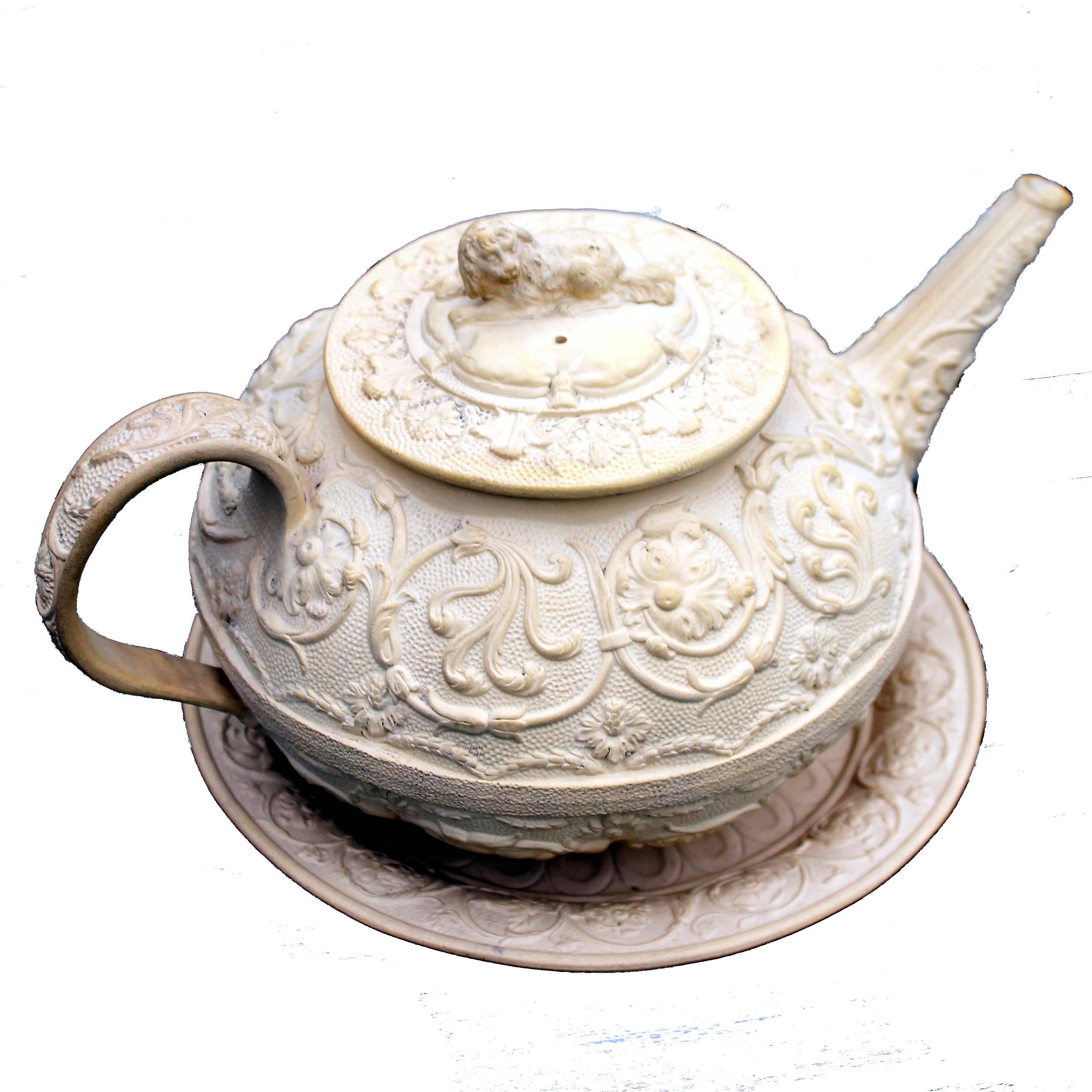 Pottery Rare Wedgwood Teapot, Cover and Stand For Sale