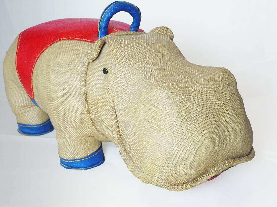 Renate Müller is renowned for her handmade jute-and-leather toys, which were very successful tested by German psychiatric hospitals and clinics. She began designing and producing in the early 1960s. The Hippopotamus was exhibited in the Museum of