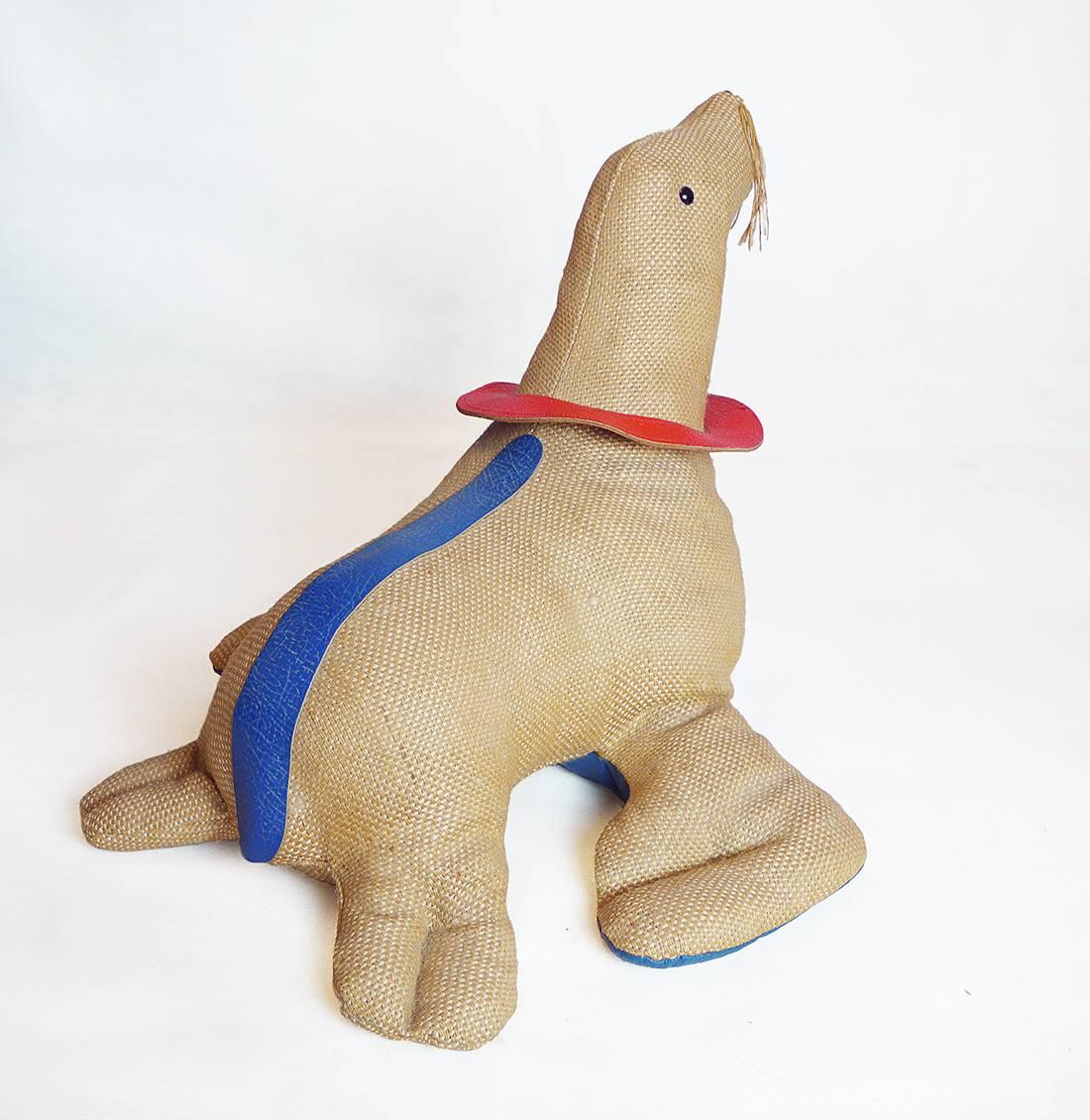 Mid-Century Modern 1971, Germany, Therapeutic Toy Seal by Renate Müller Oversized Stuffed Animal