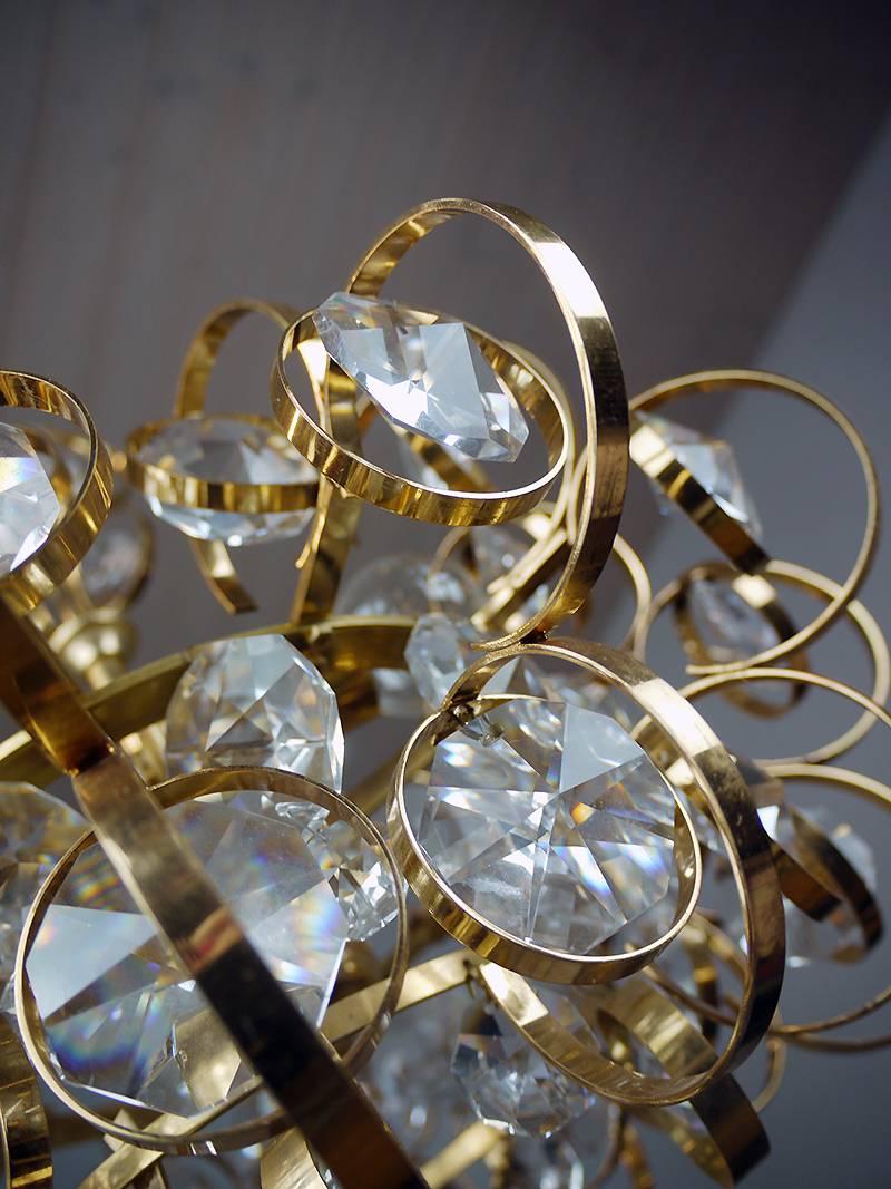 1960 Germany Palwa Sputnik Chandelier Crystal & Gilt Brass by Gaetano Sciolari (Deutsch)