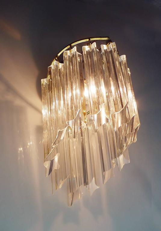 Pair of Gold-Plated Wall Sconces with Crystal Glass by Palwa, Germany, 1960s For Sale at 1stdibs