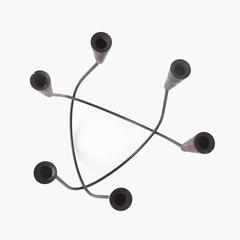 Sculptural Danish String Design Teak Candleholder Candlestick