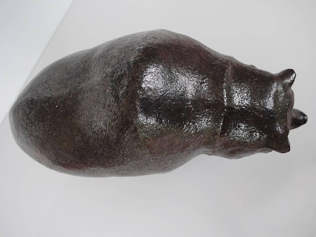 Hand-Crafted Big and Beautiful Textured Glaze Bear Sculpture by Rudi Stahl, Germany, Signed For Sale