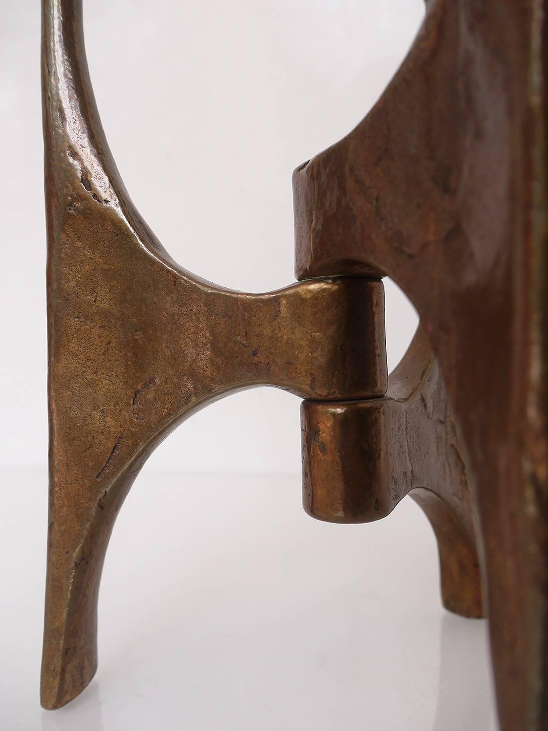 Mid-Century Modern Sculptural Danish Modern Brutalist Bronze Candle Holder Candlestick