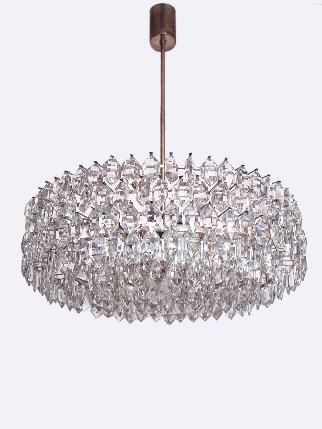 Large Silver Plated Crystal Chandelier Lobmeyr / Bakalowits & Sons, Vienna 3