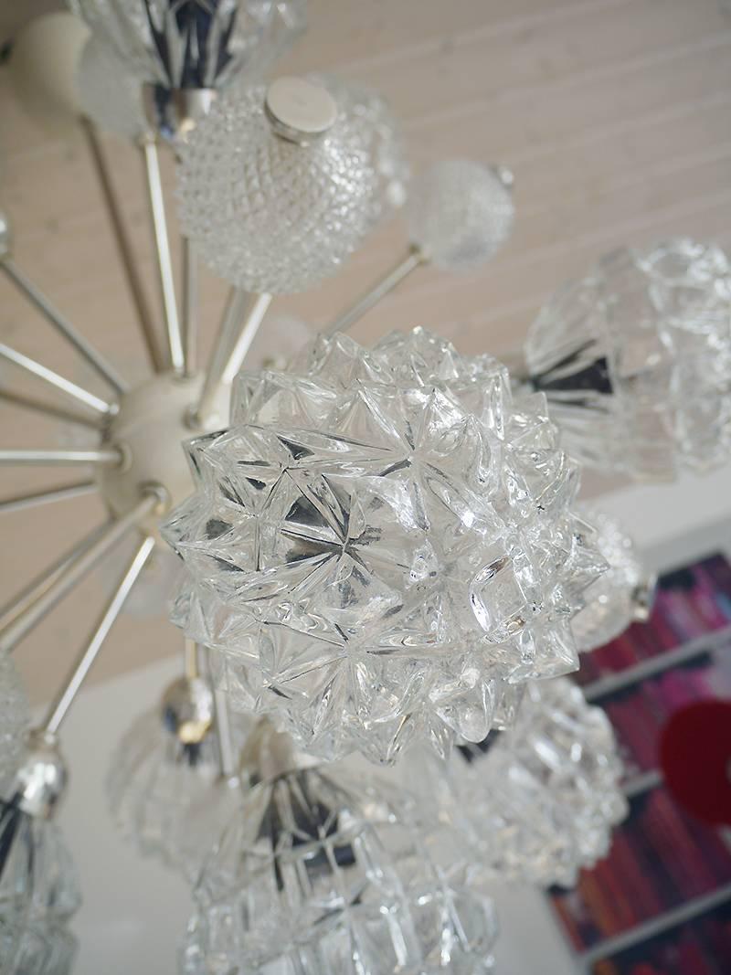 1968 Allemagne Richard Essig Chandelier Sputnik Cristal Verre Bulle en vente 1