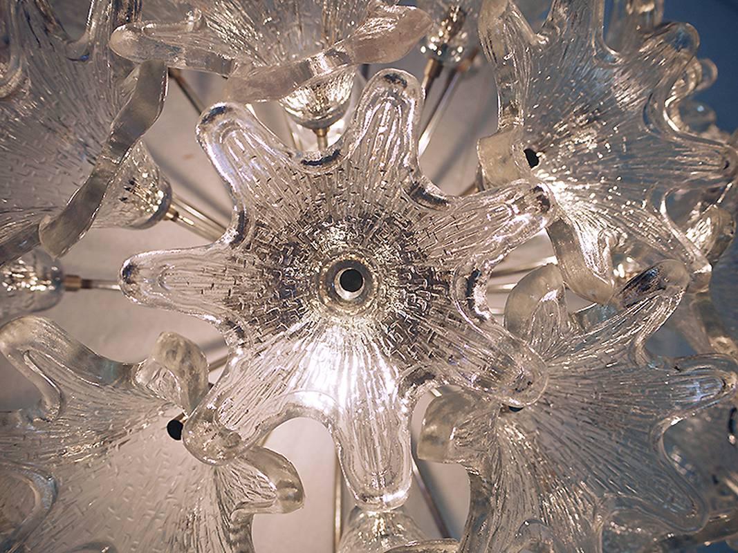 Italian Murano Glass Flower Sputnik Flush Mount Chandelier by Venini for VeArt