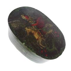 European 19th Century Painted Wooden Oval Box 'Saint George & the Dragon' 5