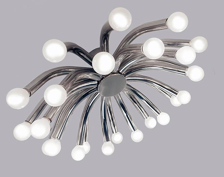 Large Twenty Four Light Flush Mount Chrome Sputnik Lamp At 1stdibs Mid Century Modern Large Twenty Four Light Flush Mount Chrome Sputnik Lamp For