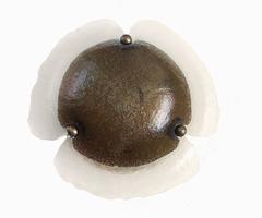 1960 German Peill & Putzler Organic Flush Mount Amber Murano Glass & Brass