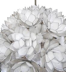 Large Capiz-Shell Pendant Light Lotus Ball, 1960s