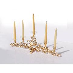 Gilt Palwa Crystal Candleholder for Five Candles
