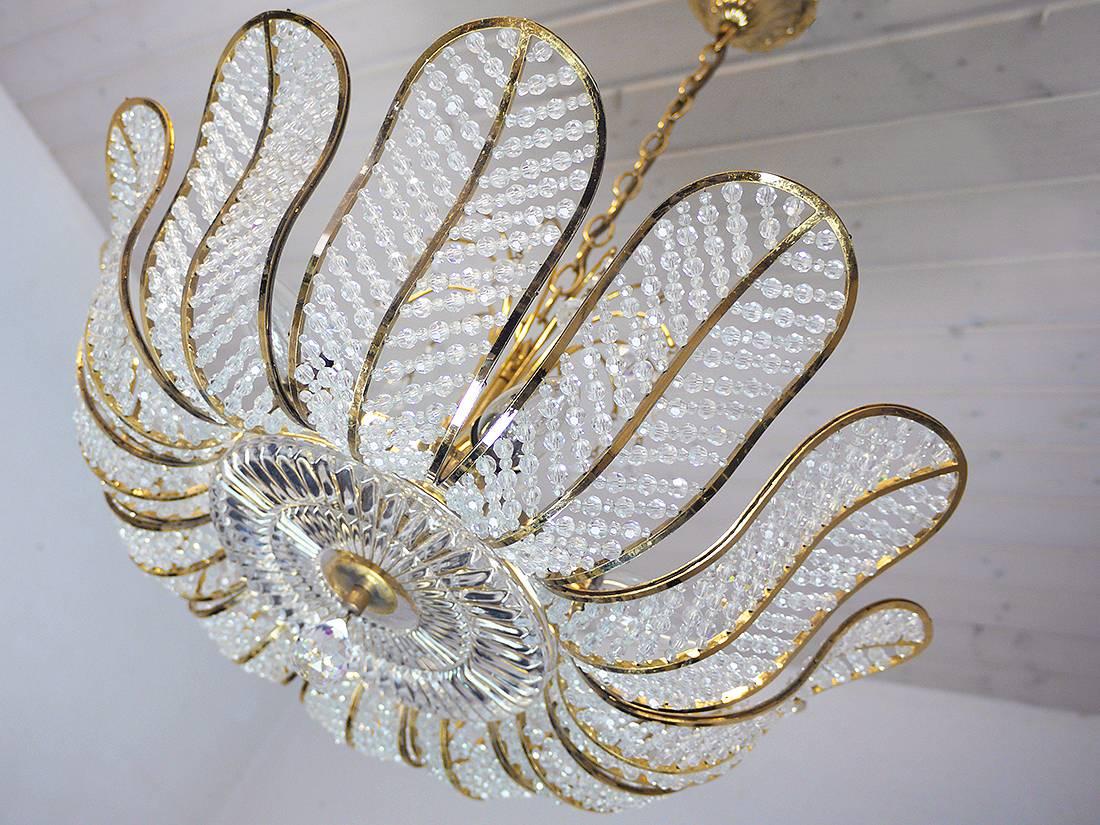 Kronleuchter mit Swarovski-Kristallen von Kurt Faustig/Munich, Deutschland (Moderne der Mitte des Jahrhunderts)
