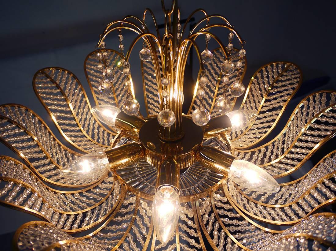 Kronleuchter mit Swarovski-Kristallen von Kurt Faustig/Munich, Deutschland (Mitte des 20. Jahrhunderts)