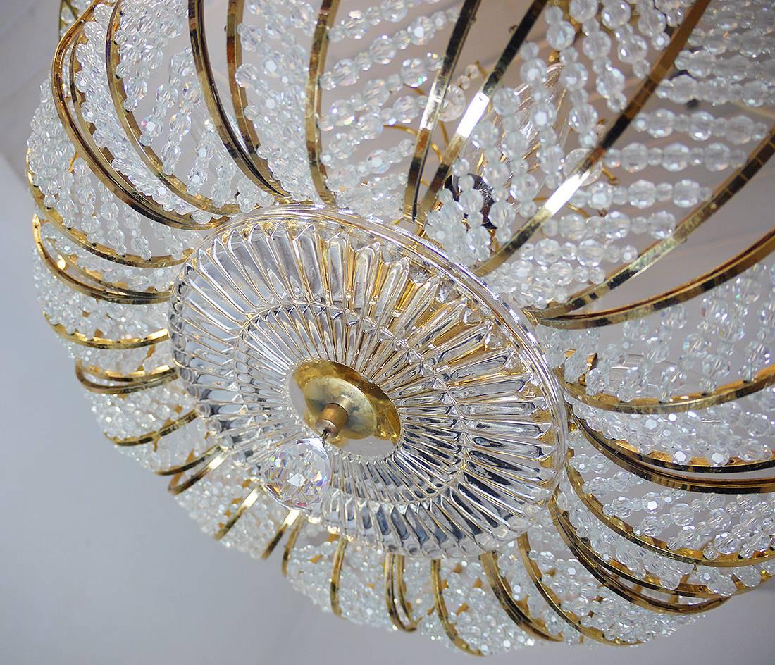 Kronleuchter mit Swarovski-Kristallen von Kurt Faustig/Munich, Deutschland (Messing)