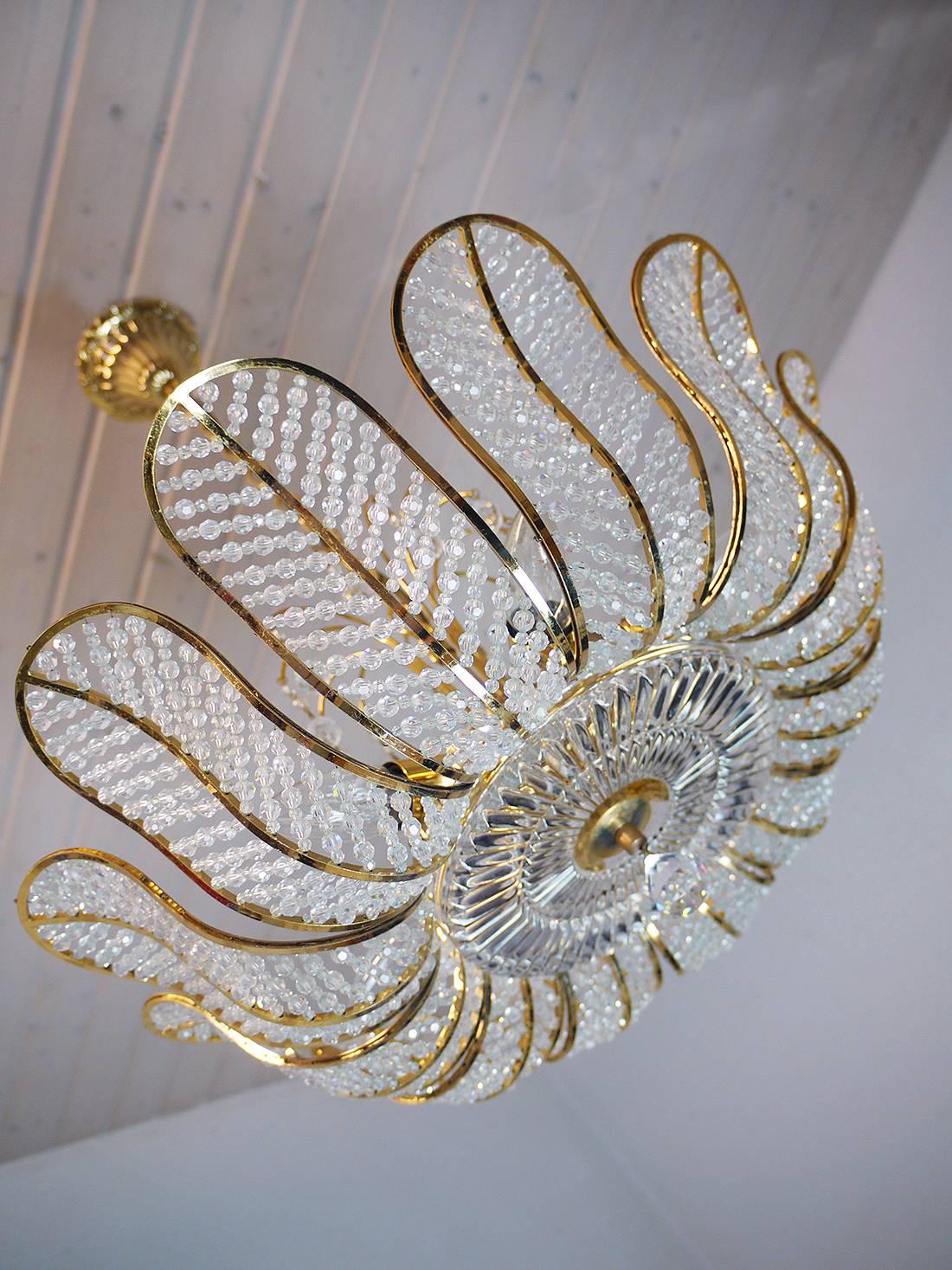 Kronleuchter mit Swarovski-Kristallen von Kurt Faustig/Munich, Deutschland 1