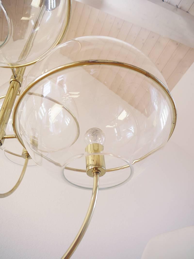 Italian Huge Lyndon Brass Ceiling Light by Vico Magistretti for O-Luce, 1977
