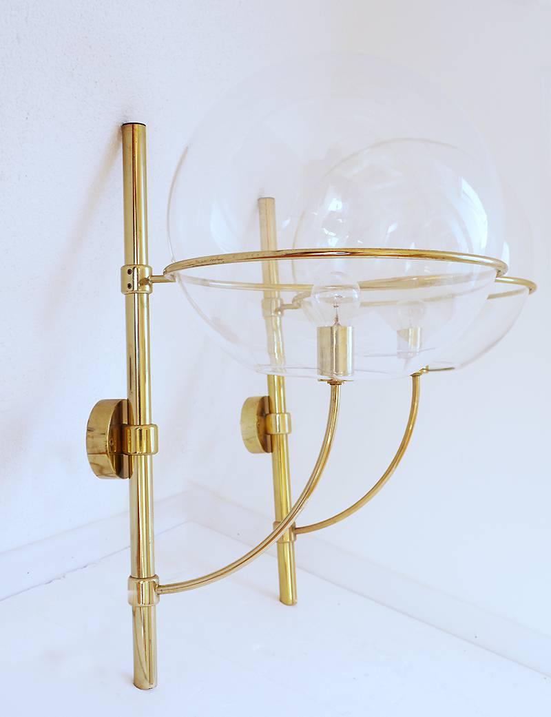 Italian Huge Pair of Wall Sconces Lyndon by Vico Magistretti for O-Luce, 1977