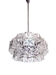 Araña de diseño de cristal y cromo de Kinkeldey, Alemania, años 60