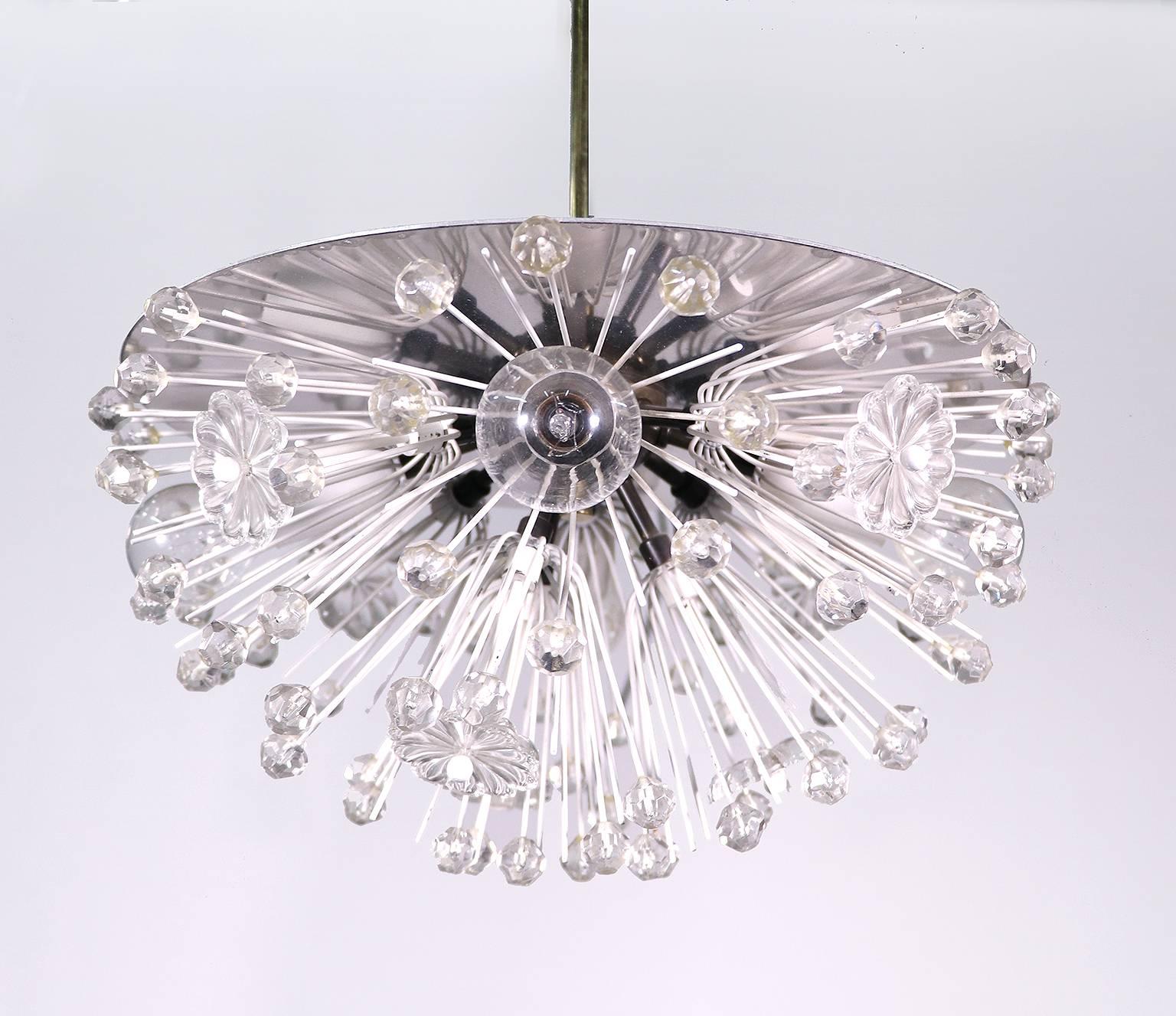 Sputnik Chandelier Crystal & Chrome by Emil Stejnar, Rupert Nikoll, Austria 1950 For Sale 1