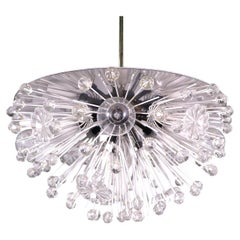 Lustre « Dandelion » en cristal et laiton, Emil Stejnar, Rupert Nikoll, Autriche, 1950