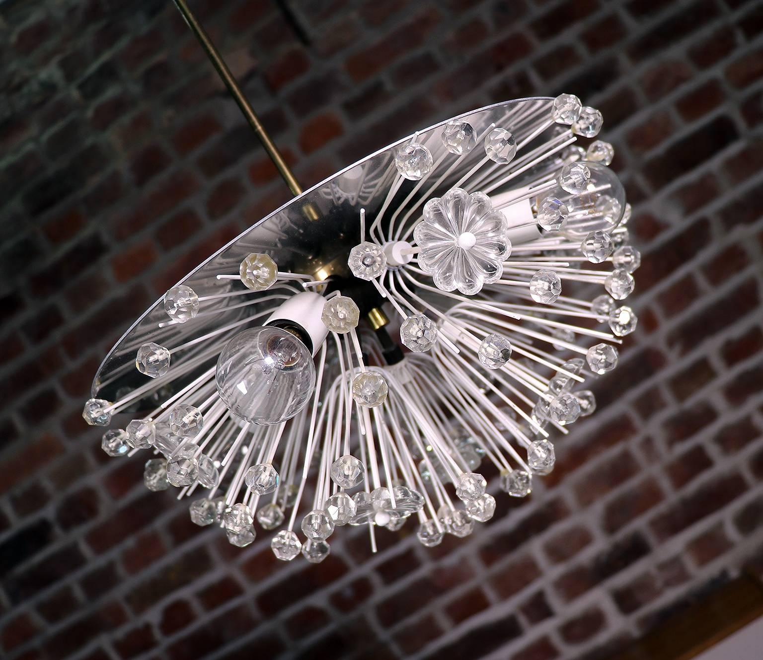 Metà XX secolo Lampadario Sputnik in cristallo e cromo di Emil Stejnar, Rupert Nikoll, Austria 1950 in vendita