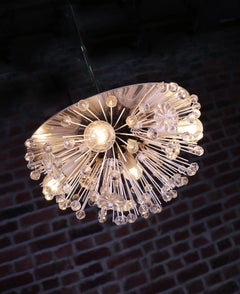 Lustre « Dandelion » en cristal et laiton, Emil Stejnar, Rupert Nikoll, Autriche, 1950