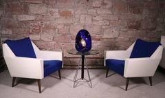 Organic Blue Ceramic Table Lamp, Italy, 1960s