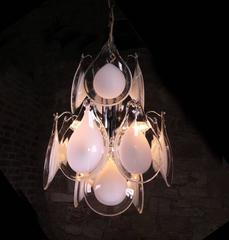 1960 Italy Vistosi Sputnik Chandelier Murano Glass & Chrome by Gino Vistosi