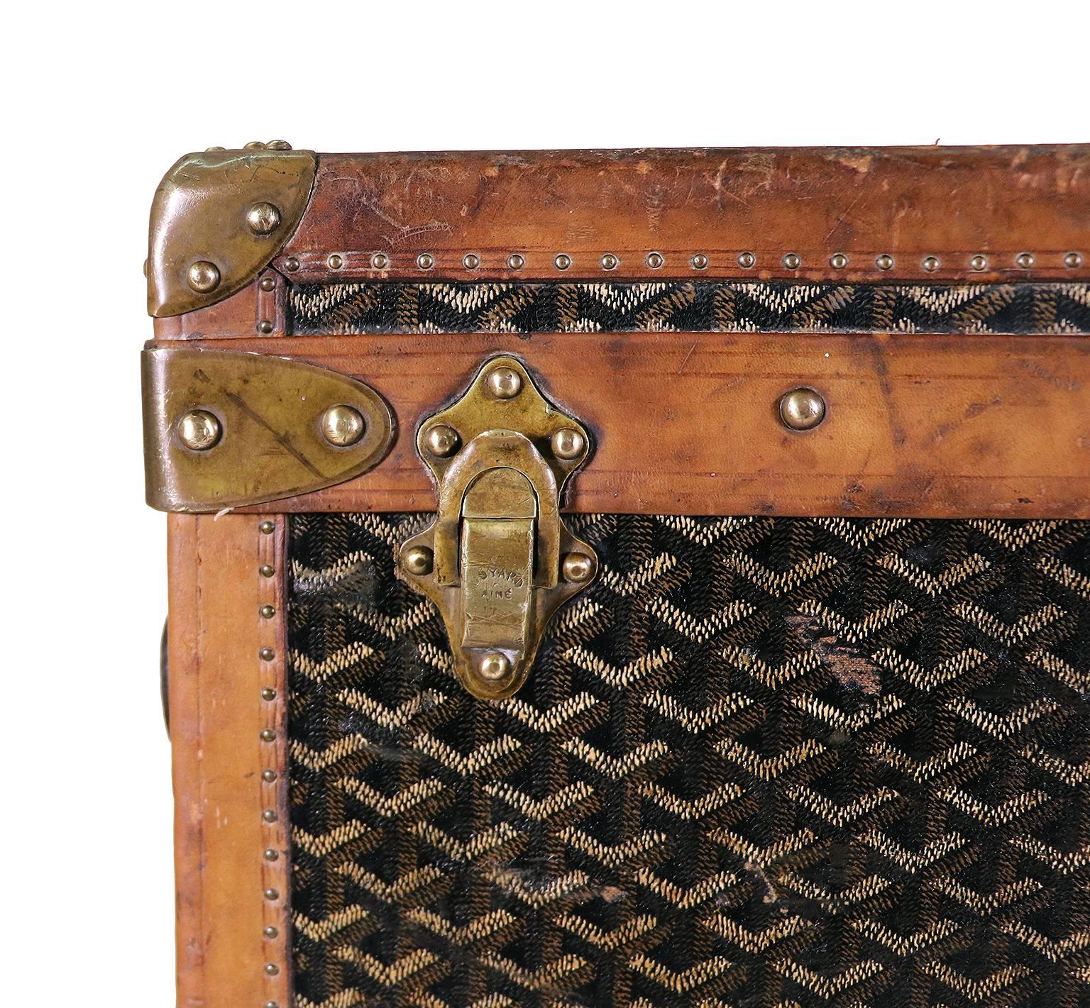Brass Splendid Goyard Ainé Steamer Shoe Trunk, circa 1910s