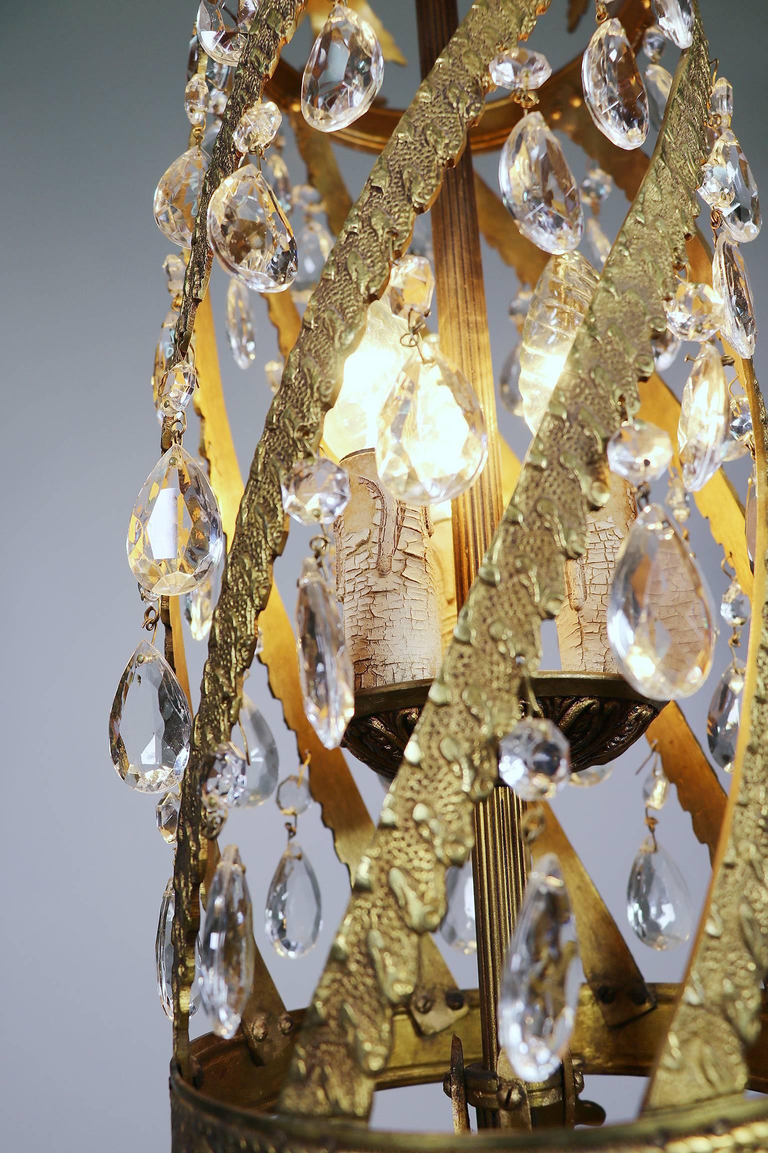 Brass Fine Golden Louis XV Chandelier Rococo Style Belle Époque For Sale