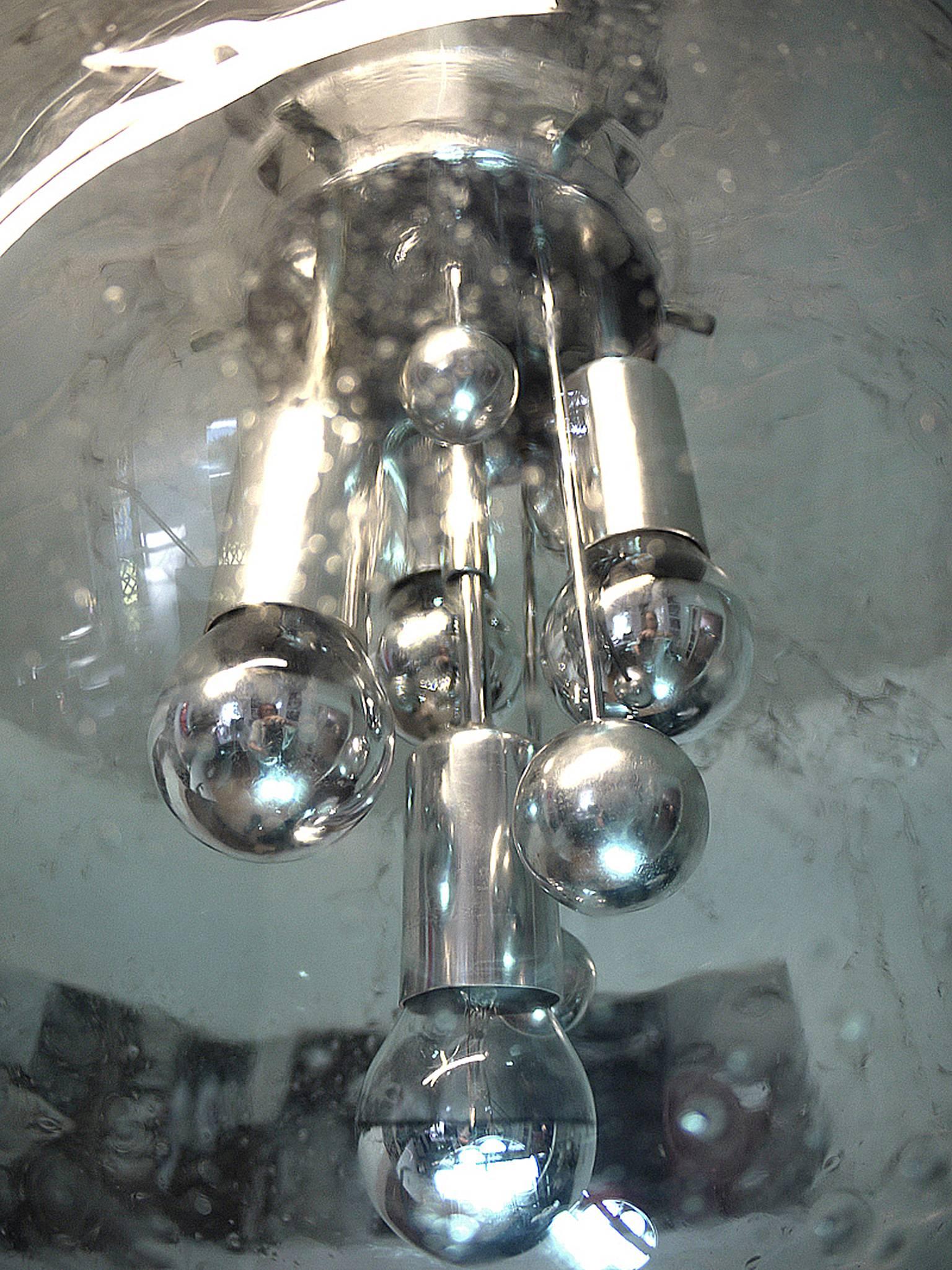 1967 Germany Doria 'Big Ball' Sputnik Flush Mount Murano Glass & Chrome In Good Condition In Niederdorfelden, Hessen