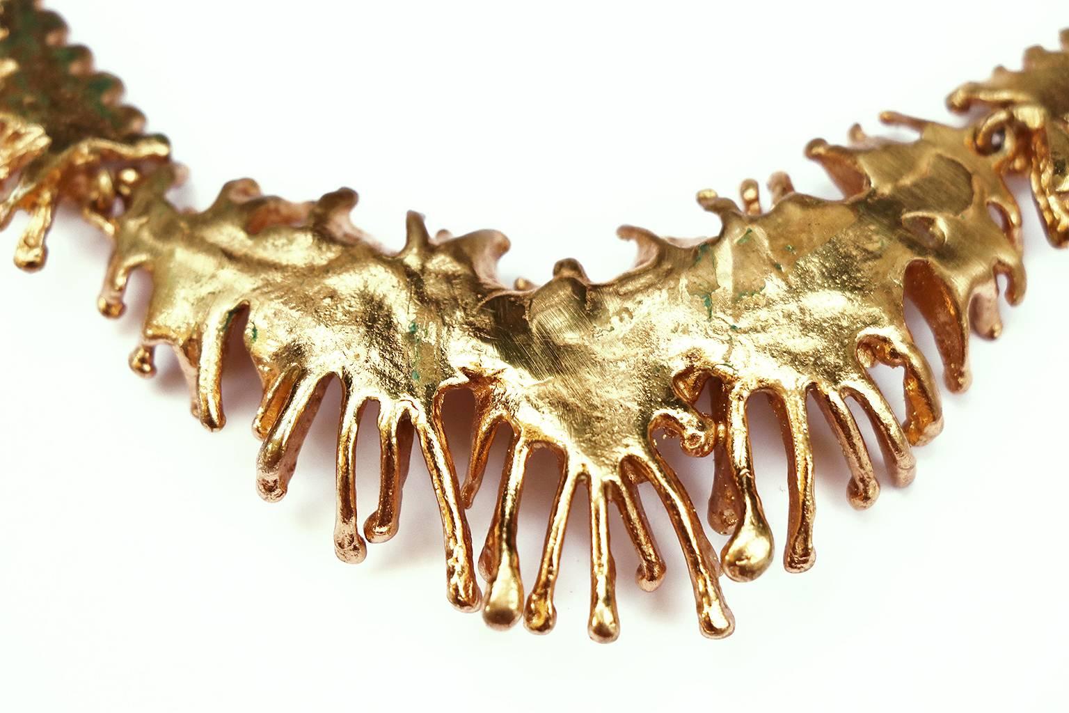 Brutalist Bronze Necklace Ring & Bracelet Set by Owe Johansson, Finland In Excellent Condition In Niederdorfelden, Hessen
