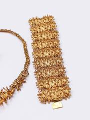 Ensemble collier:: bague et bracelet en bronze brutal & par Owe Johansson:: Finlande