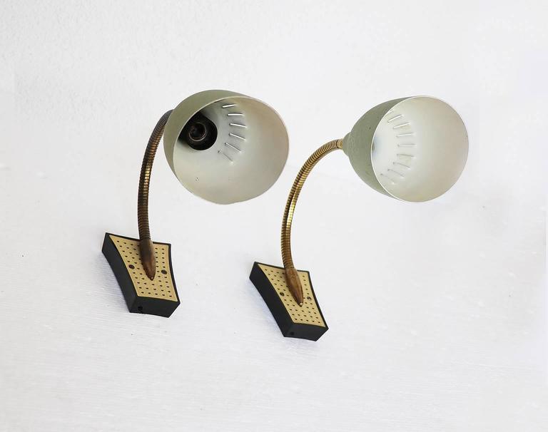 Pair of Mid-Century Modern Perforated Metal Wall Sconces For Sale at 1stdibs