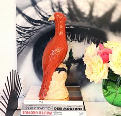 Large Vintage Italian Majolica Pottery Figurine of Pheasants Bird