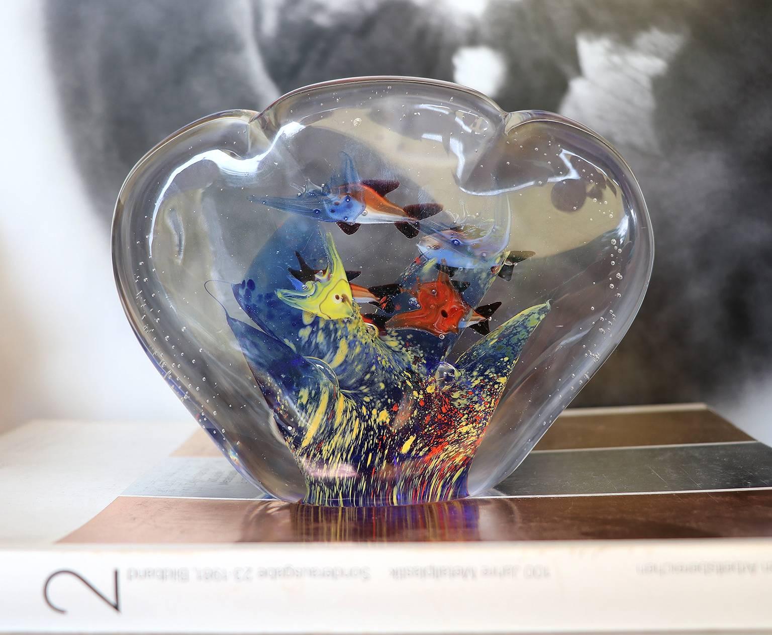 Italian Vintage Murano Glass Aquarium Paperweight For Sale