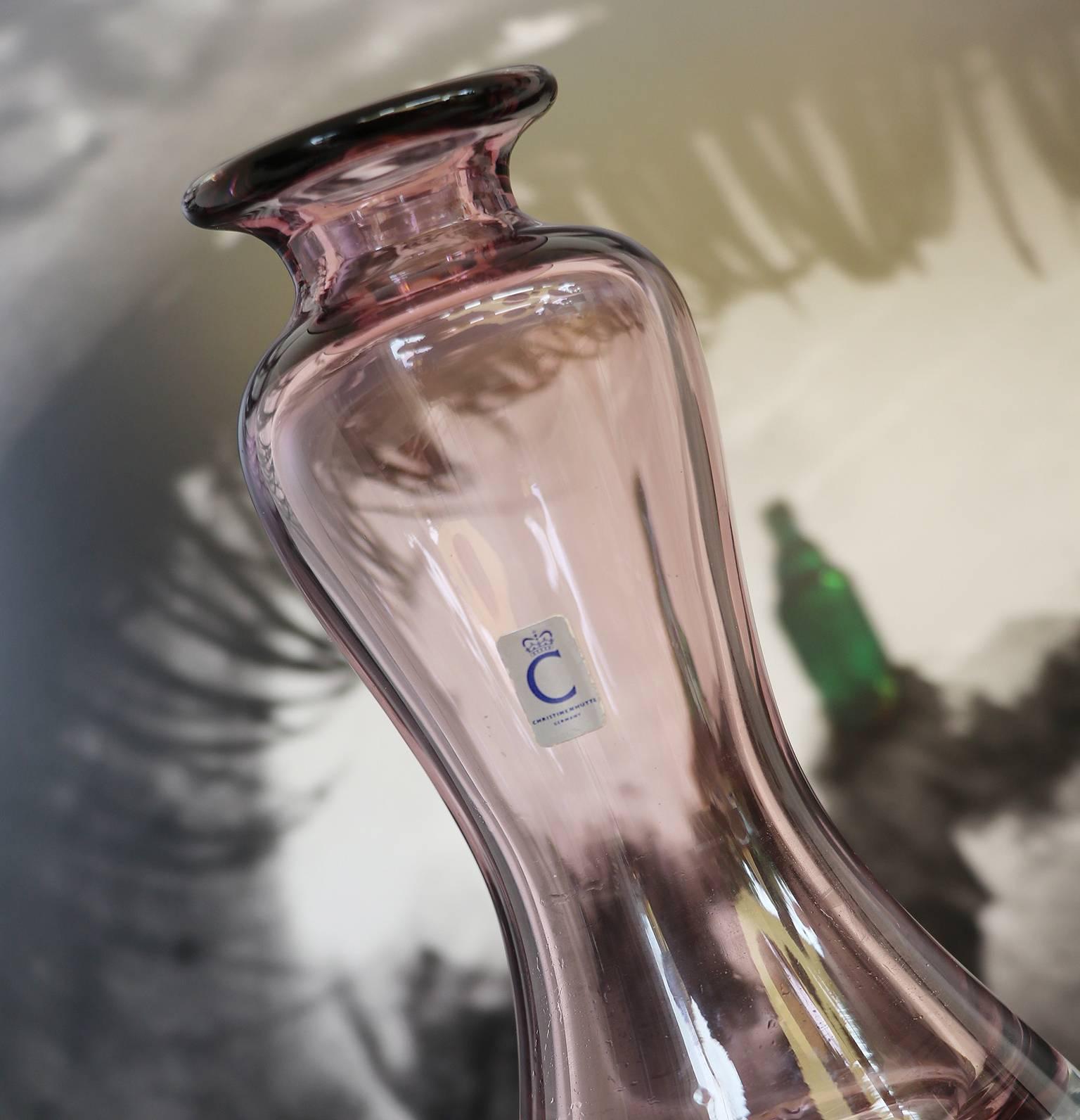 Allemand Vase asymétrique unique en verre de studio par Christinenhuette/Schott Zwiesel en vente