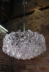 1960 Germany Kinkeldey Large Chromed Crystal Chandelier