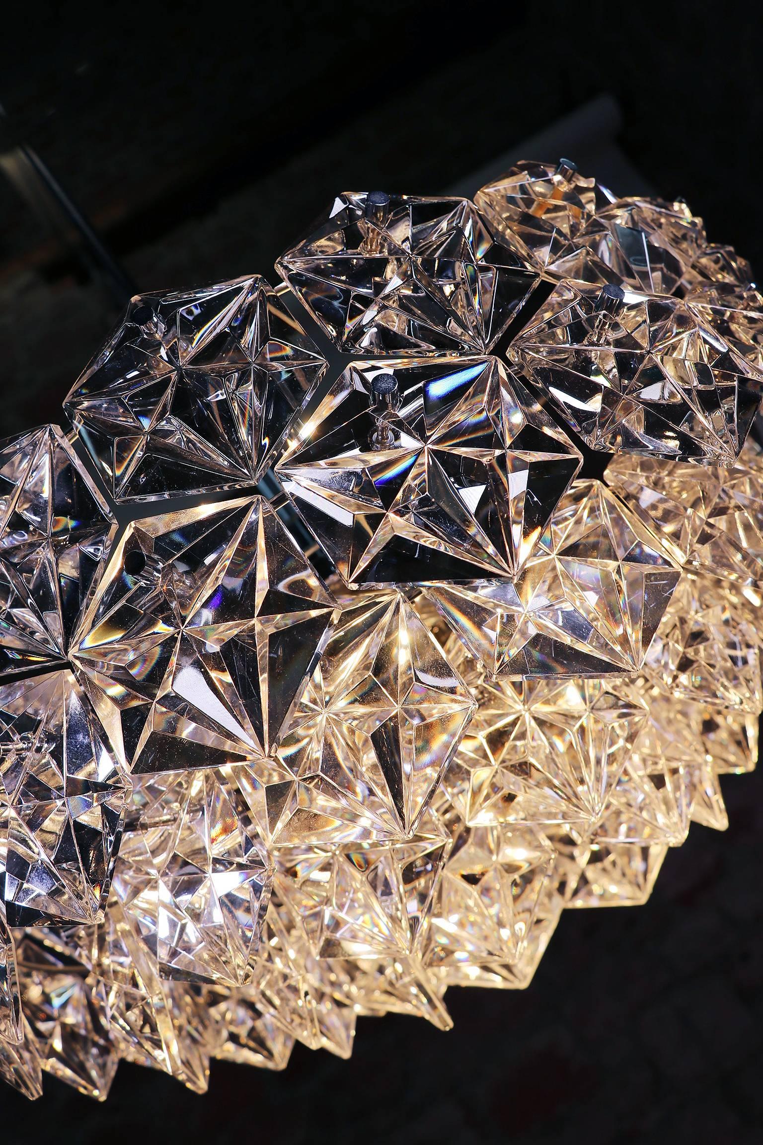 Mid-20th Century 1960 Germany Kinkeldey Large Chromed Crystal Chandelier For Sale