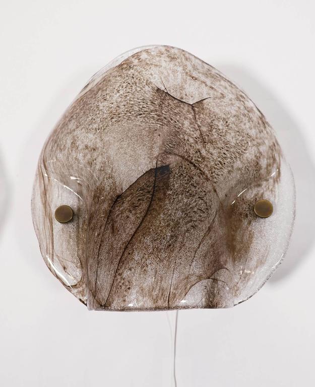 Modernist Pair of Amber Murano Glass Wall Sconces, Germany, 1960s For