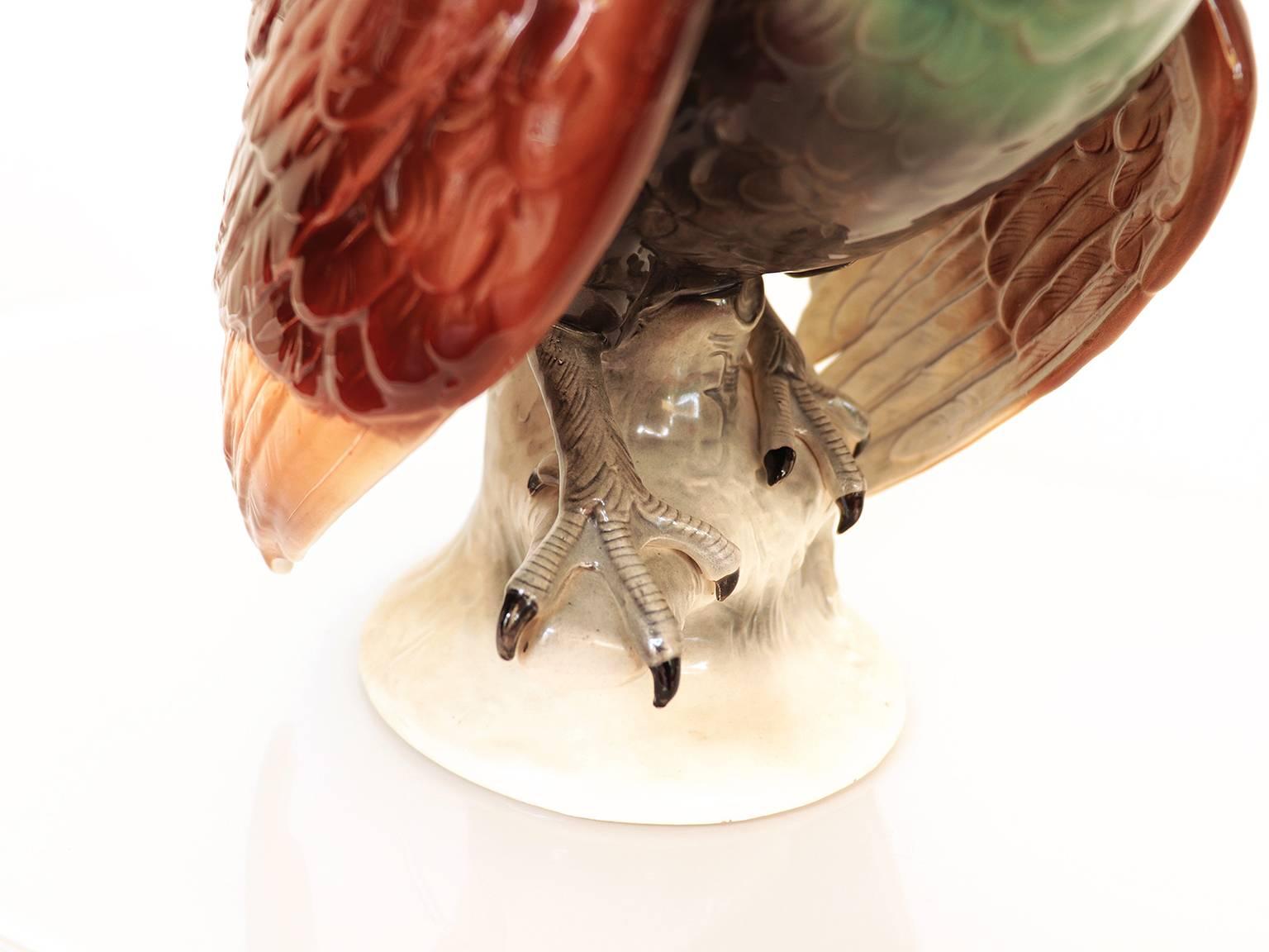 Mid-20th Century Large Capercaillie Cock Porcelain Figurine by Katzhütte Germany For Sale