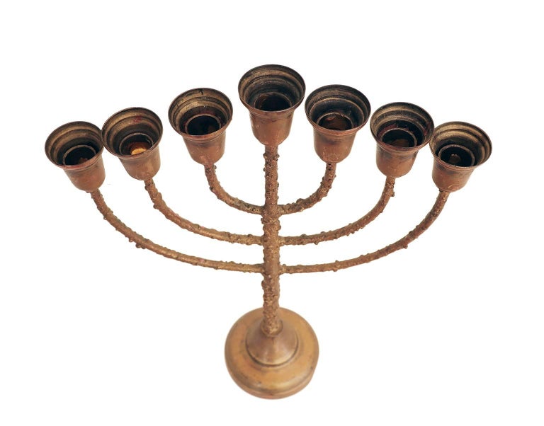 Brutalist Menorah Jewish Judaica Candelabra For Sale at 1stDibs
