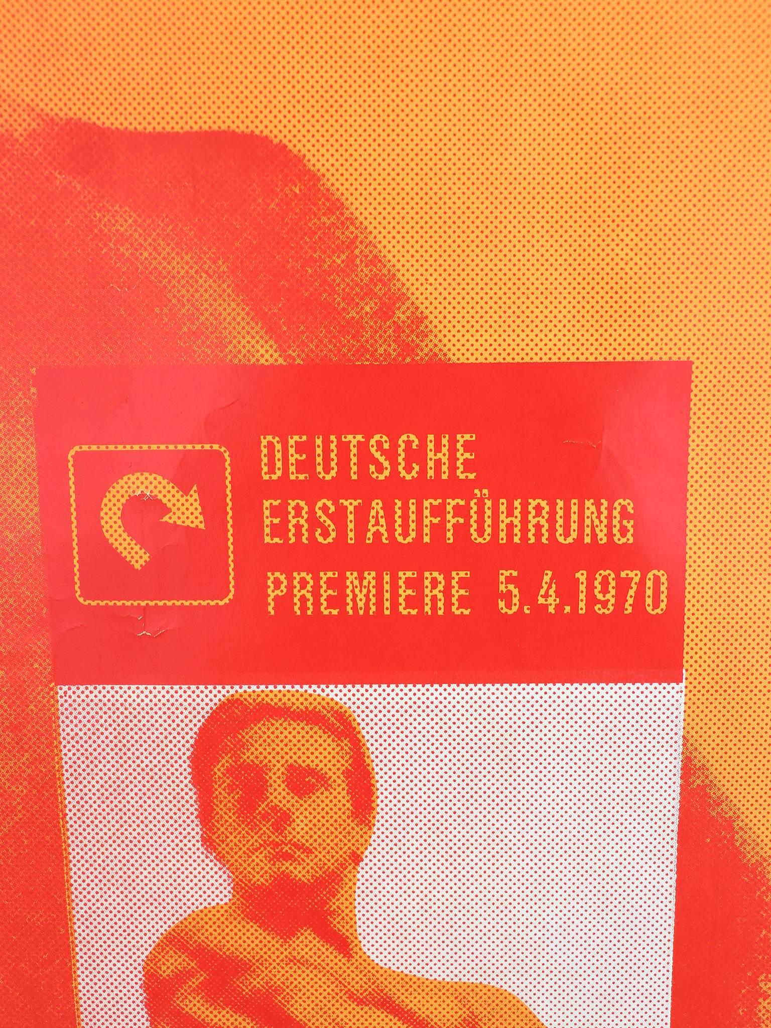 Your Own Thing (Tut, was ihr wollt) - ein seltenes Originalplakat für die deutsche Erstaufführung des Off-Broadway-Rockmusicals vom 1970 April 05 in Bremen, Deutschland, basierend auf Twelfth Night von William Shakespeare.
Künstler: Danny Apolinar;