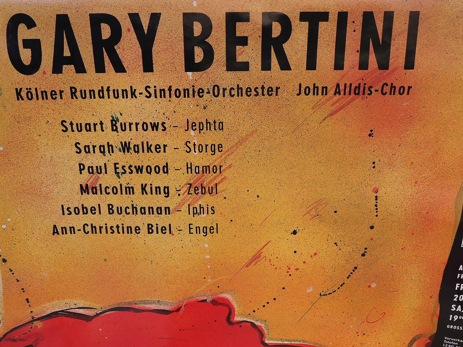Gary Bertini - Jephta, affiche de concert 1985 Alte Oper Frankfurt, Allemagne.
Non encadré, n'a pas été plié, enroulé.
Taille : 118 x 84 cm.
Deux pièces disponibles. 