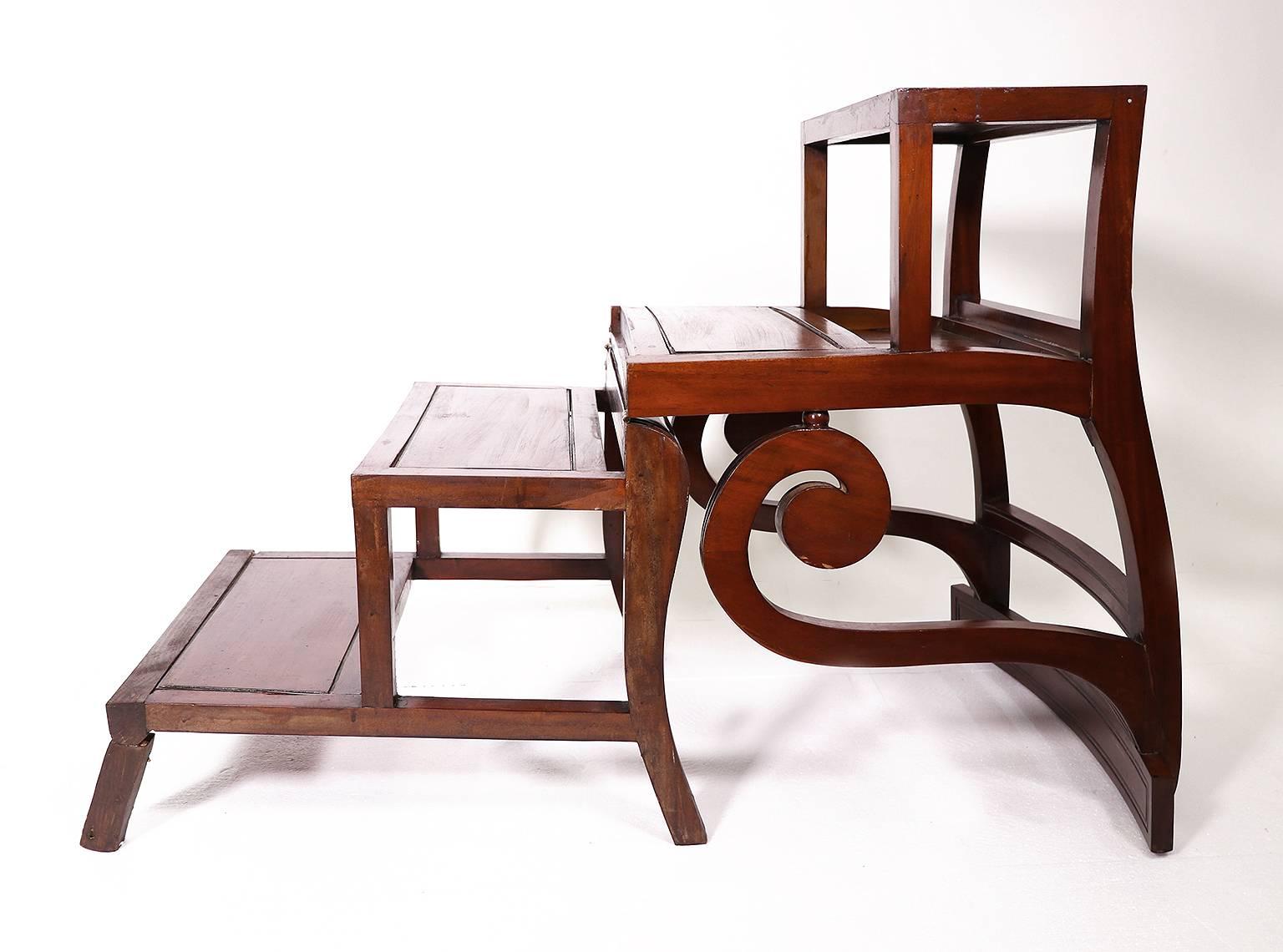 Antique metamorphic mahogany library chair, English Regency circa 1810, after a patented design by Morgan and Sanders, Catherine St, London - a chair that converts into library steps.

They were first built in the mid-18th century for the private