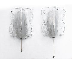 1960 Österreich Kalmar Organische Wandleuchter Mattes Murano Glas & Chrom, 2er Set